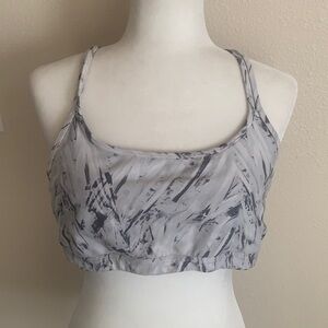 Athleta gray and white abstract "tie dye" sports bra in Extra Large